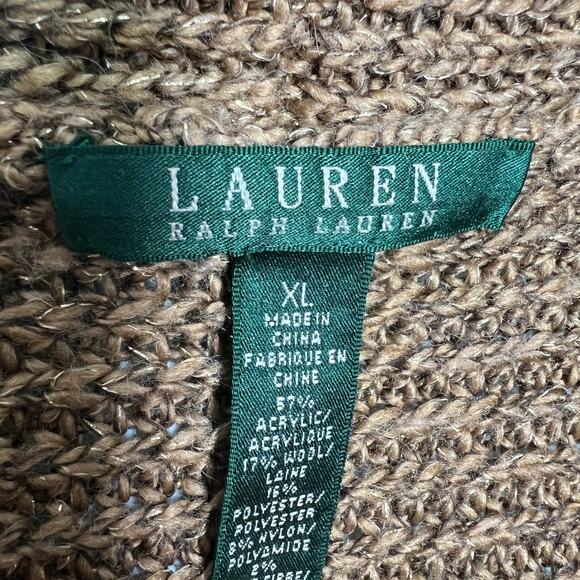 Ralph Lauren Gold Draped Open Front Cardigan Mock Neck Tank Belted Sz XL Gold - Picture 12 of 16